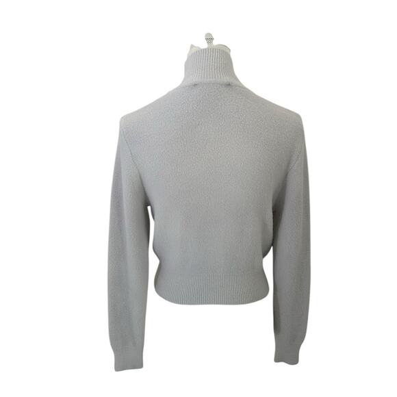 Zara Cropped Mock Neck Pullover Off White Soft Cozy Ribbed Sweater Size Medium - Picture 6 of 11